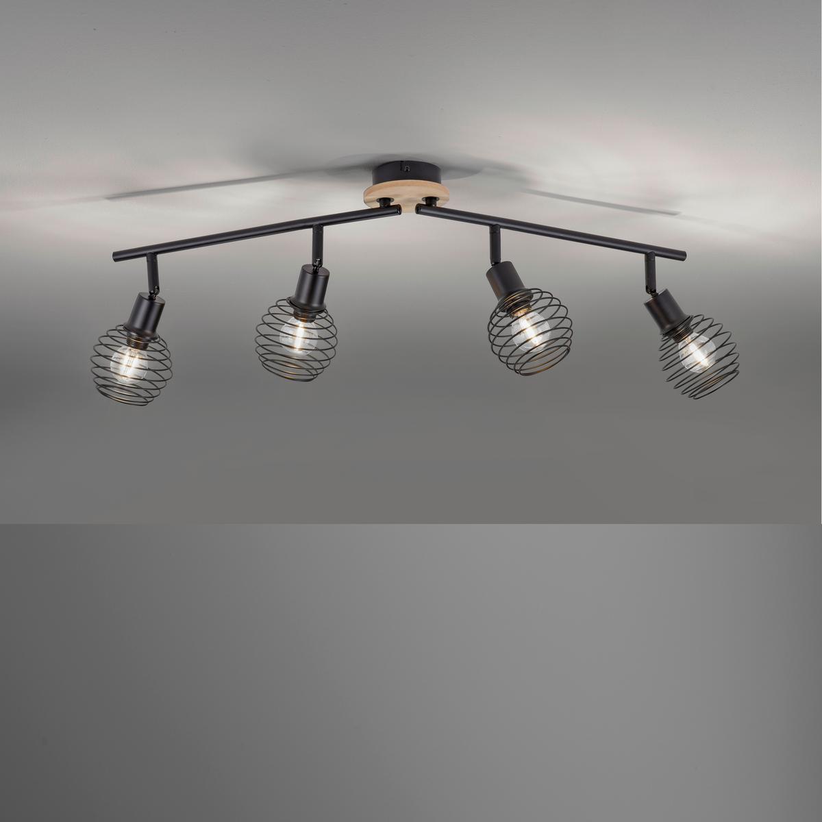 Deckenleuchte Eugen L: 92 cm 15924-79 Eugen - Schwarz, Natur, Holz/Kunststoff (92/87/24cm)