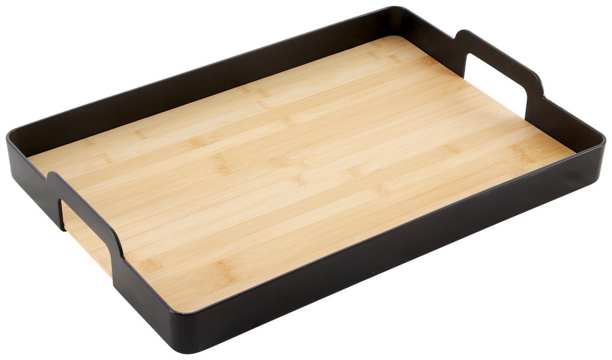 Servírovací podnos BETTY ECKIG - čierna, Modern, plast/prírodné materiály (49/7/34cm) - Mömax