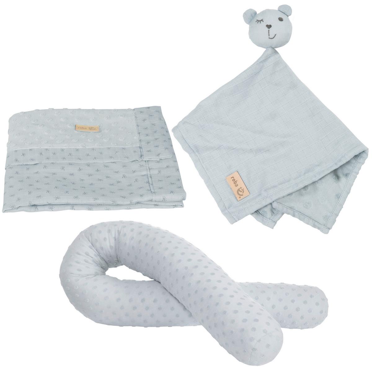 Geschenkset hellblau Kuscheln & Spielen - Hellblau, MODERN, Textil - Roba