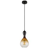 HÄNGELEUCHTE 15538H - Goldfarben/Schwarz, Design, Glas/Metall (16,5/16,5/120cm) - Globo