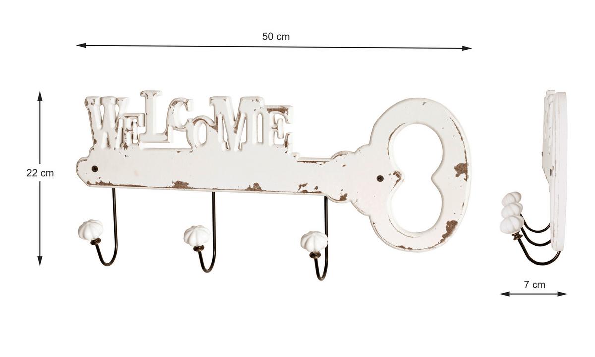 HAKENLEISTE WELCOME - Weiß, MODERN, Holzwerkstoff (50/22/7cm)