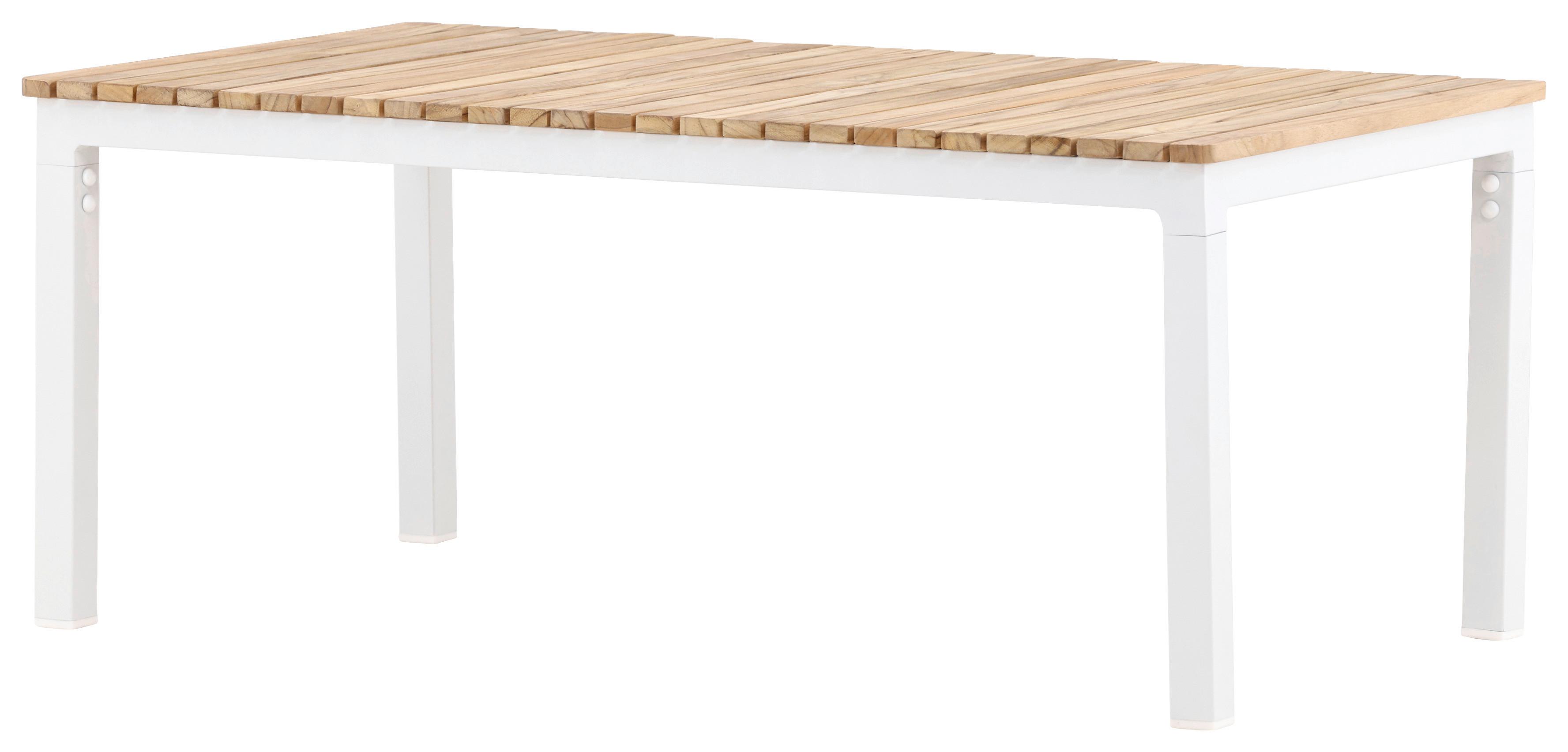 Loungetisch Brasilia - Weiß/Teakfarben, KONVENTIONELL, Holz/Metall (110/60/45cm) - Gardenson