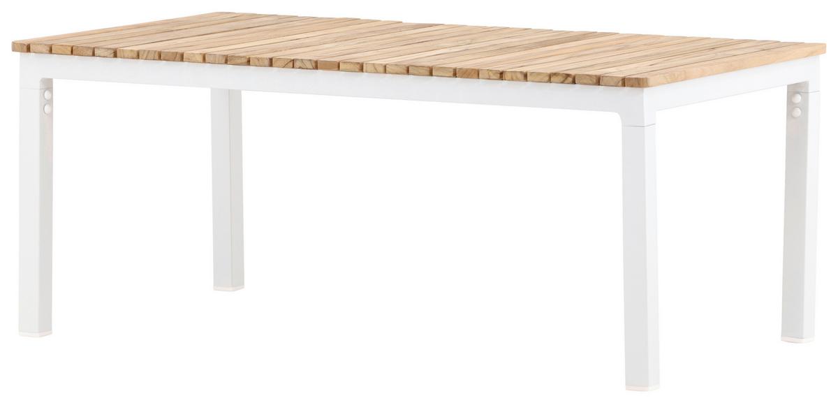 Loungetisch Brasilia - Weiß/Teakfarben, KONVENTIONELL, Holz/Metall (110/60/45cm) - Gardenson