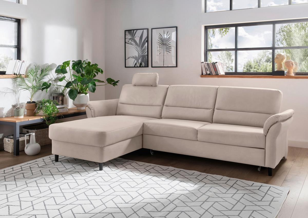 Ecksofa Cavoli, Beige S: 176x279 cm - Beige/Schwarz, MODERN, Textil (176/279cm) - Livetastic