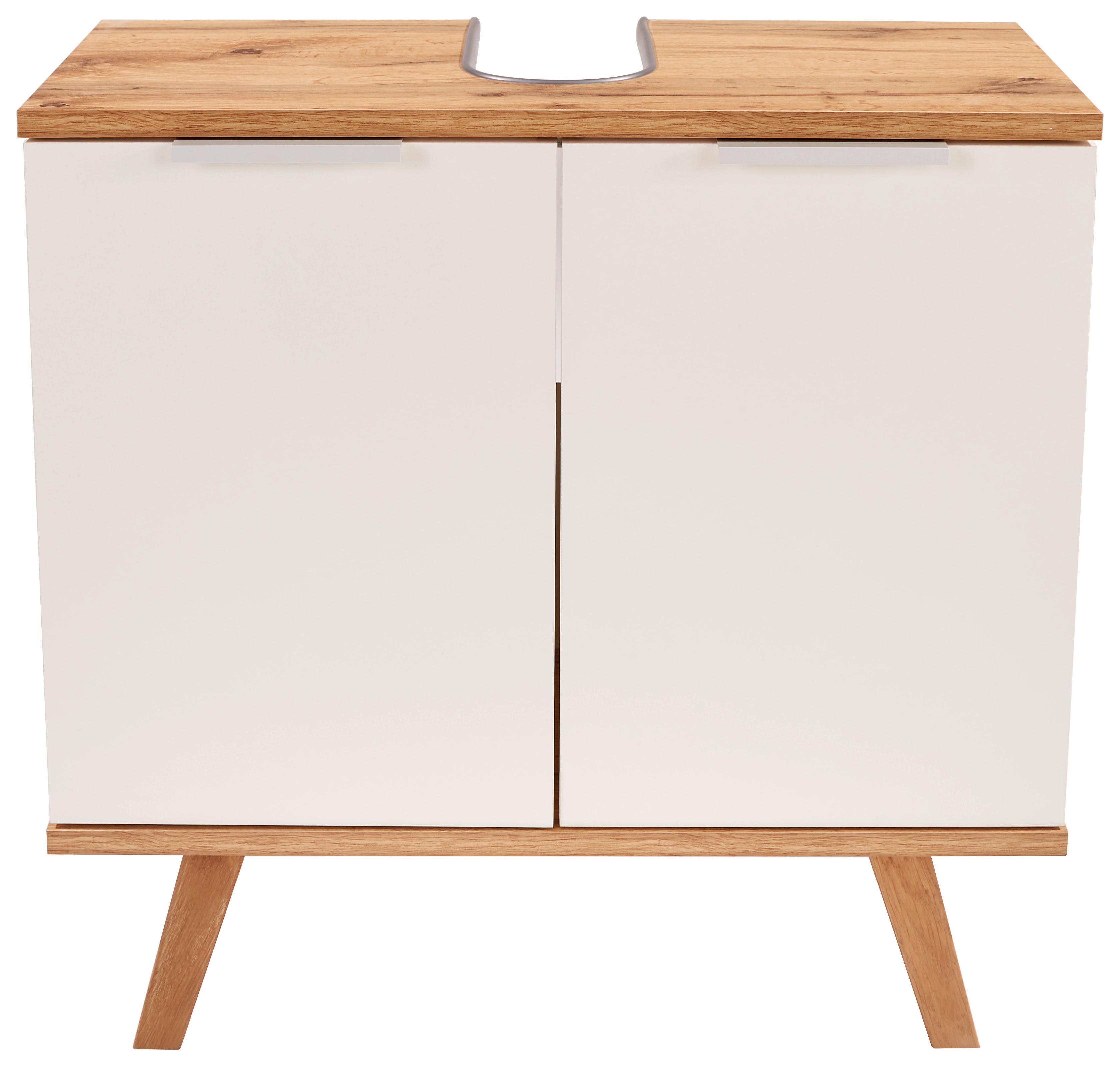 Waschbeckenunterschrank Turin 4 B: 60 Cm Weiß - Eiche Wotan/Weiß, MODERN, Holzwerkstoff (60/60/30cm)