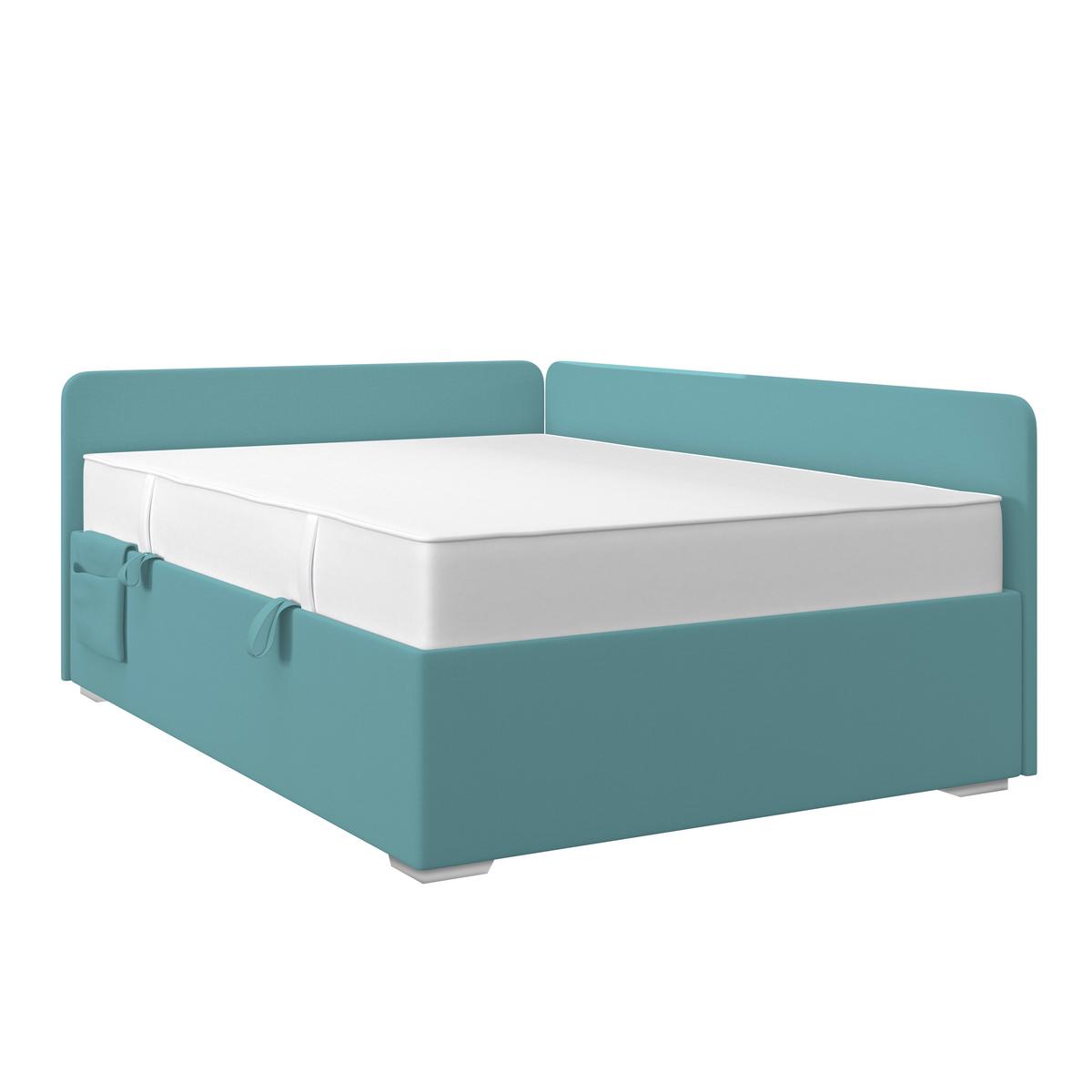 Polsterbett Remi - Türkis/Chromfarben, MODERN, Holz/Textil (120/200cm)