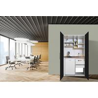 Schrankküche M. Kühlschrank + Kochfeld 104 Cm Weiß/schwarz - Schwarz/Weiß, MODERN, Holzwerkstoff/Metall (104/193/67cm) - Respekta