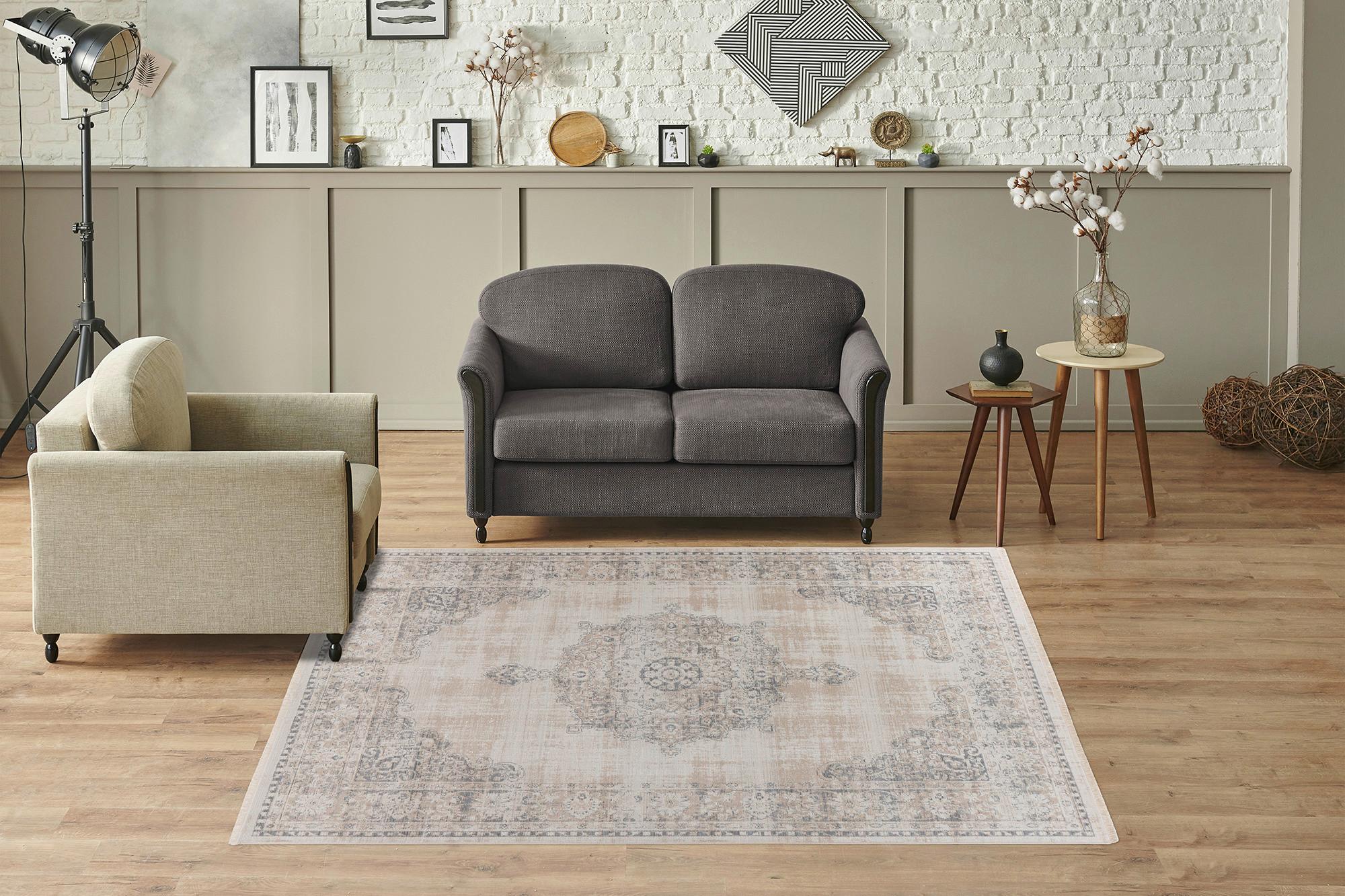 Vintage-Teppich Dilan 100 - Grau, KONVENTIONELL, Textil (120/170cm)