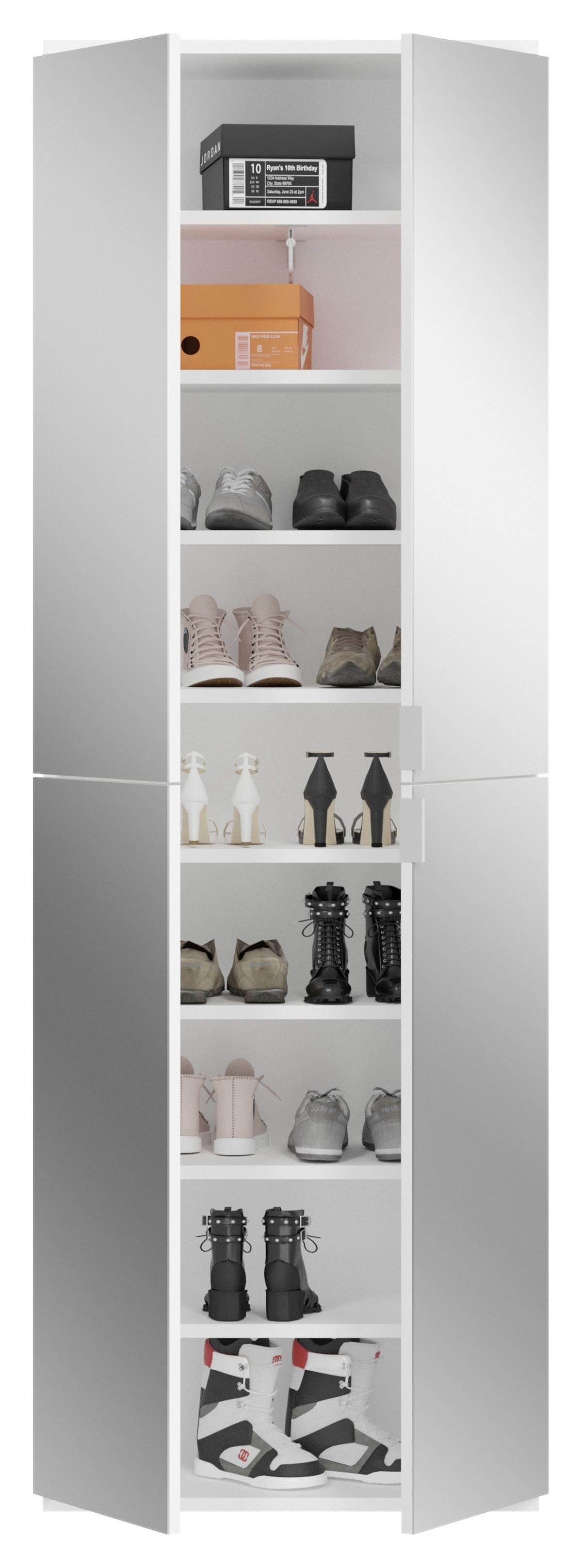 Mehrzweckschrank Projekt X Weiß Dekor Bxhxt 65x193x37 Cm - Schwarz/Weiß, MODERN, Glas/Holzwerkstoff (65/193/37cm) - MID.YOU