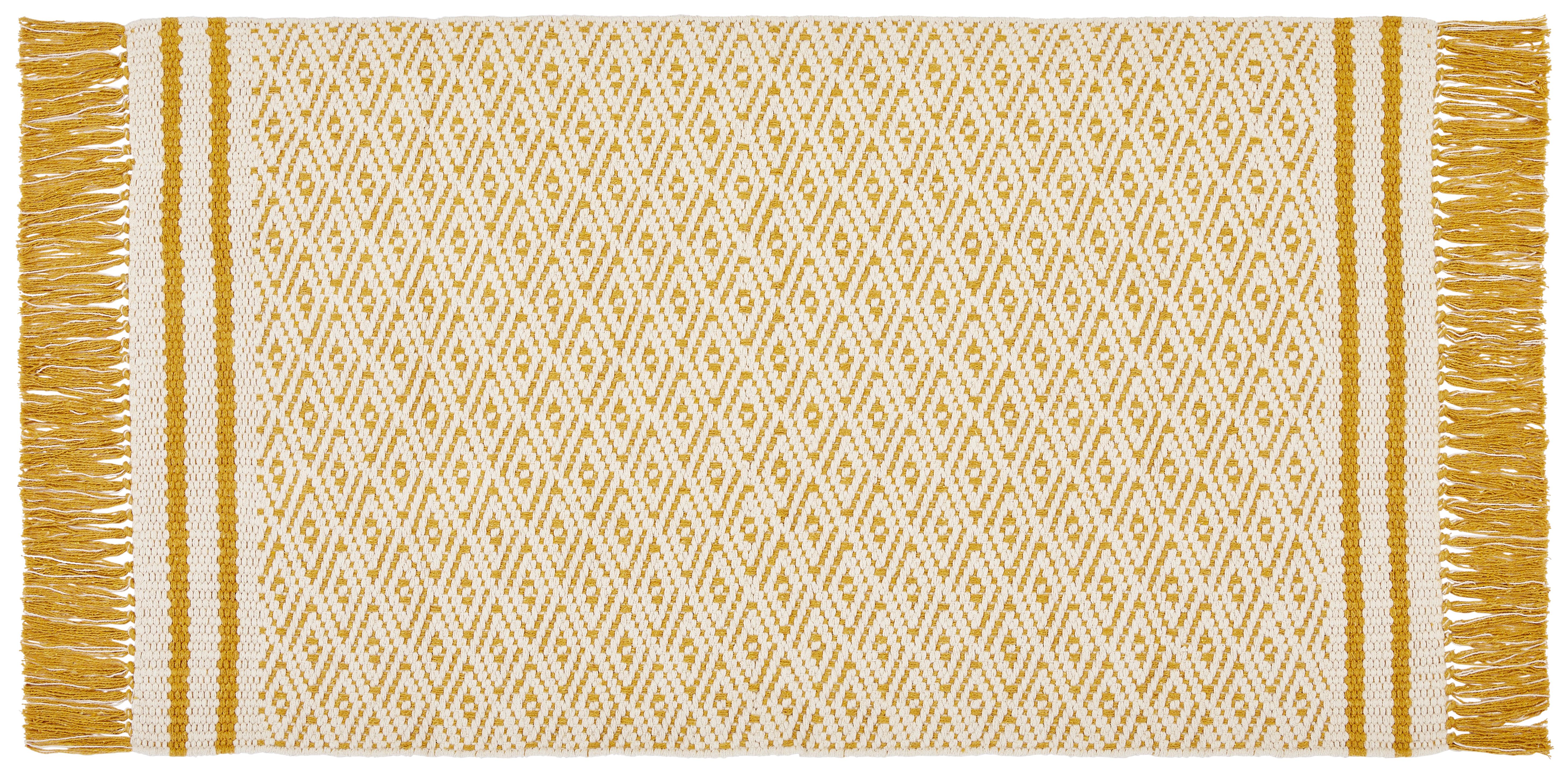 Teppich Vorleger Gelb Mit Fransen Iman 70x120 cm - Gelb, MODERN, Textil (70/120cm) - Ondega