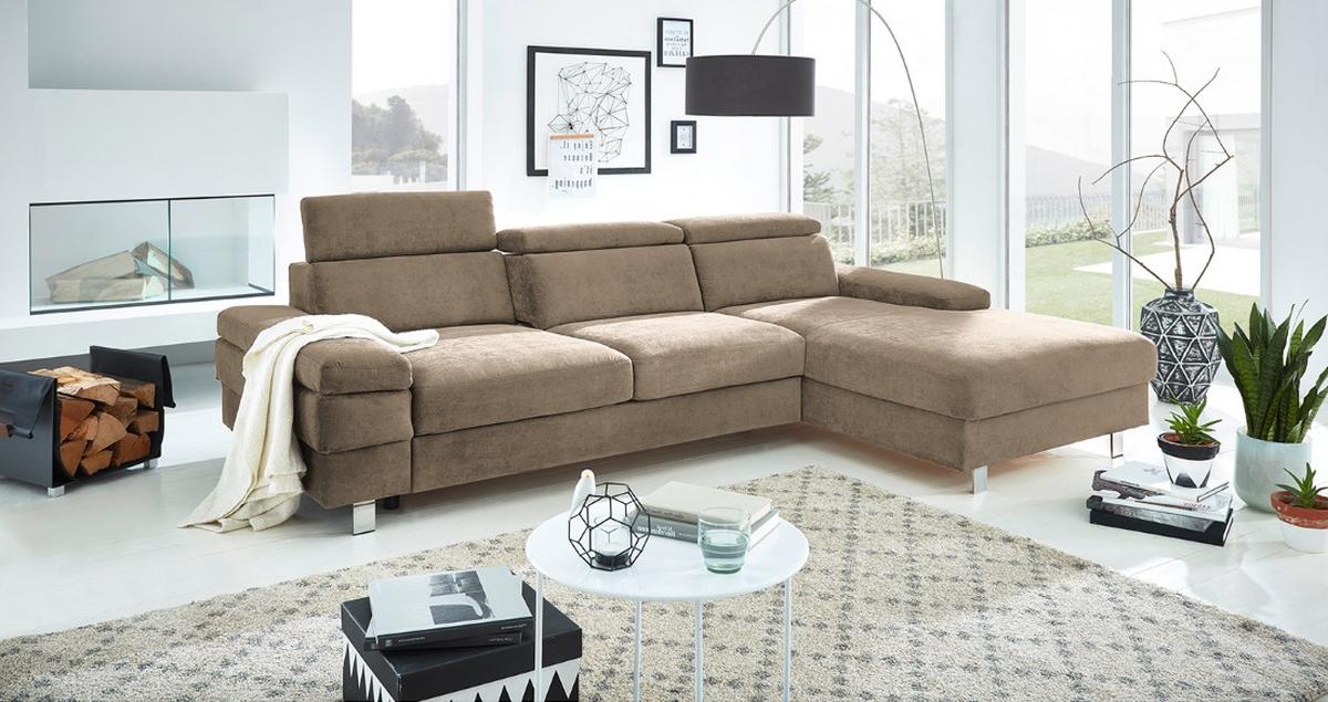 Ecksofa Elvis Schlammfarben S: - Schlammfarben/Silberfarben, KONVENTIONELL, Textil (259/182cm) - Trendmanufaktur