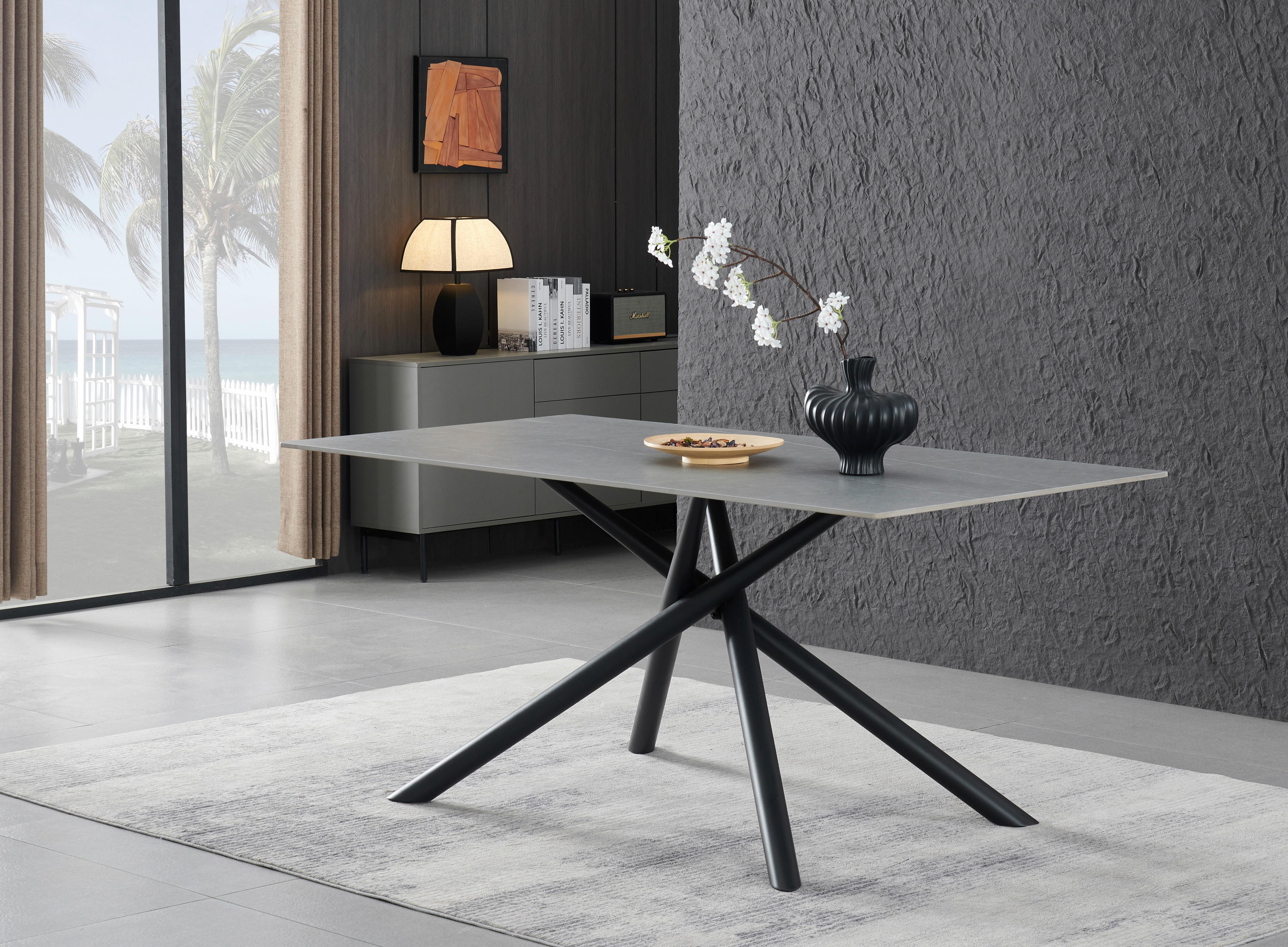 Esstisch Lior Keramik Grau, B: 180 Cm - Schwarz/Grau, KONVENTIONELL, Keramik/Metall (180/76/90cm) - MID.YOU