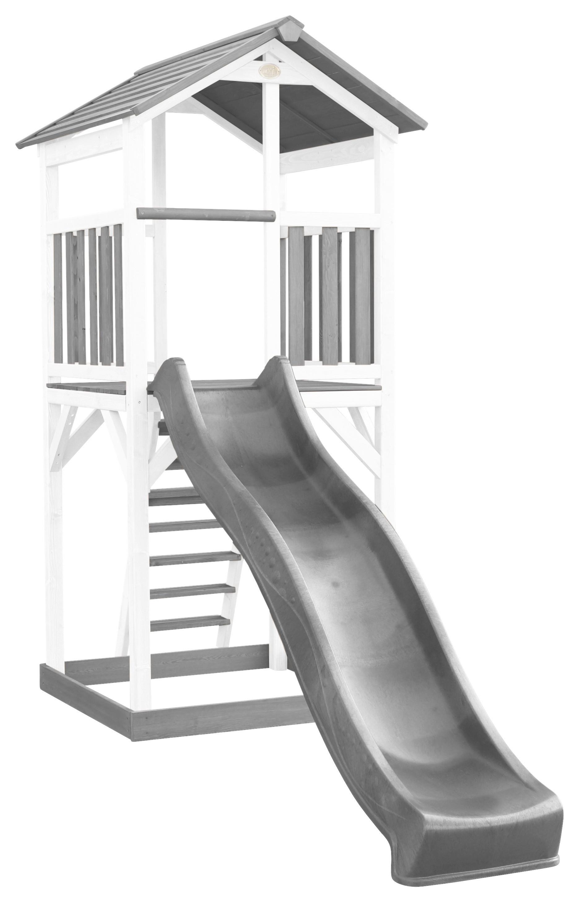 Spielturm A025.120.82 - Weiß/Grau, KONVENTIONELL, Holz/Kunststoff (111,2/241,9/349cm) - Ambia Garden