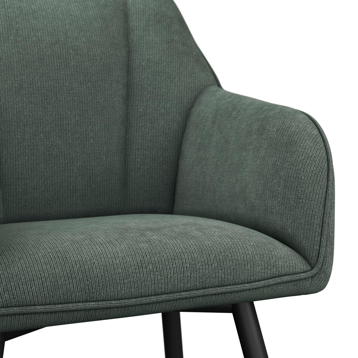 Armlehnstuhl Caro grün gepolstert - Schwarz/Grün, KONVENTIONELL, Holz/Textil (55/83/61cm) - Nedis SmartLife