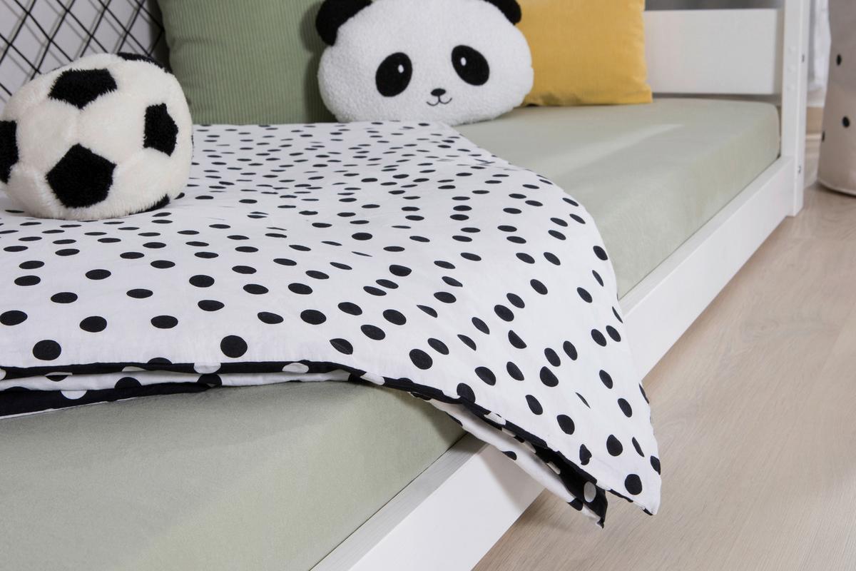 Bodenbett mit Matratze 90x200 cm Weiß - Weiß/Naturfarben, MODERN, Holz/Textil (90/200cm) - MID.YOU