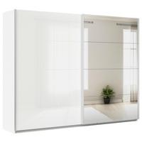 Schwebetürenschrank + Spiegel B: 271cm Feldkirch Weiß - Weiß Hochglanz/Silberfarben, MODERN, Holzwerkstoff (271/210/62cm)