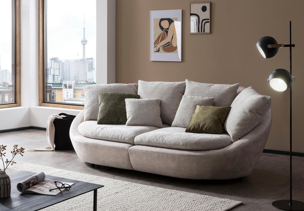 Bigsofa Maui B: 237 cm Silberfarben/Beige Chenille - Beige/Silberfarben, MODERN, Textil (237/87/131cm) - Trendmanufaktur