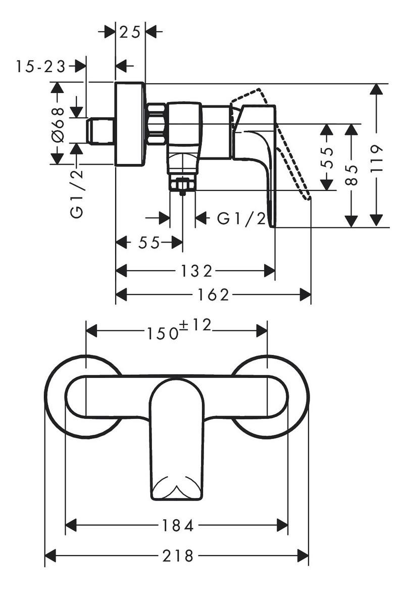Duscharmatur Hg Rebris E Brausemischer Ap Schwarz Matt - Schwarz, Basics, Metall (21,8/11,9/13,2cm) - Hansgrohe