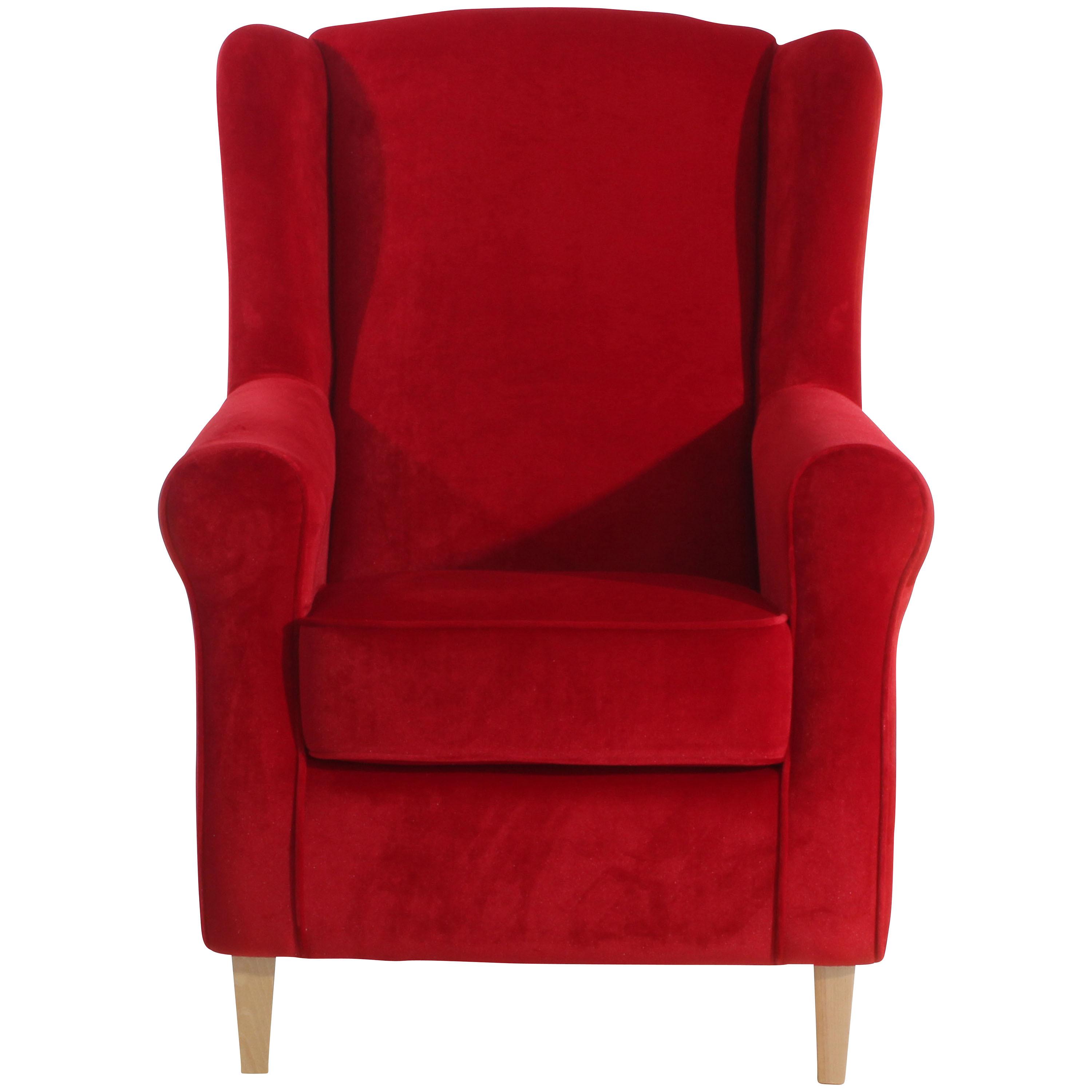 Ohrensessel Lorris - Buchefarben/Rot, Design, Textil (77/103/86cm) - Max Winzer