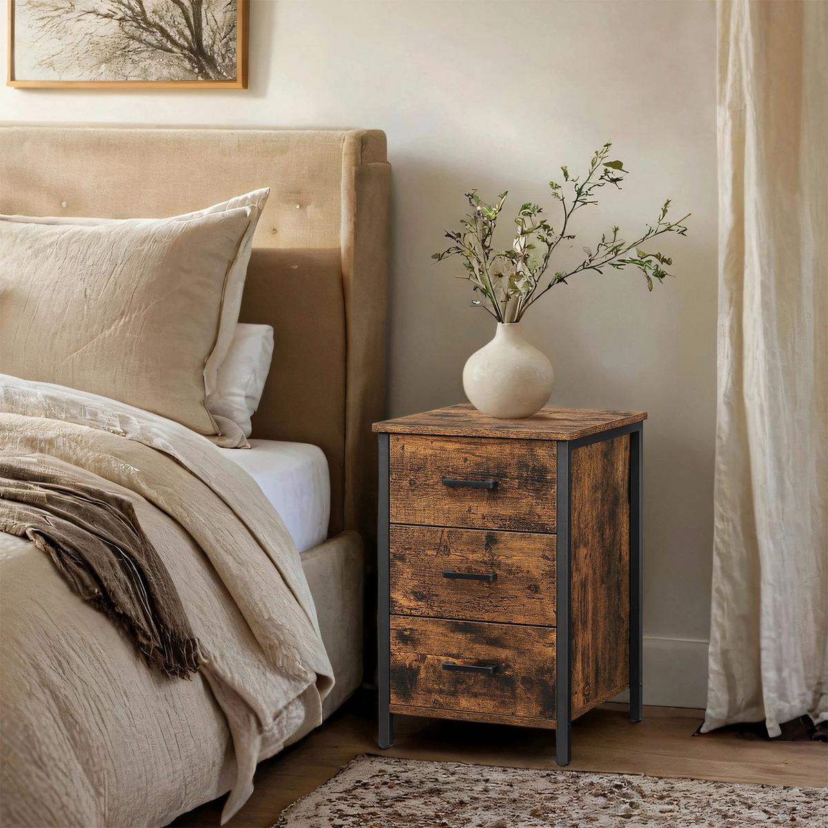 Beistelltisch End Table - Schwarz/Braun, MODERN, Holzwerkstoff/Metall (40/40/60cm) - MID.YOU