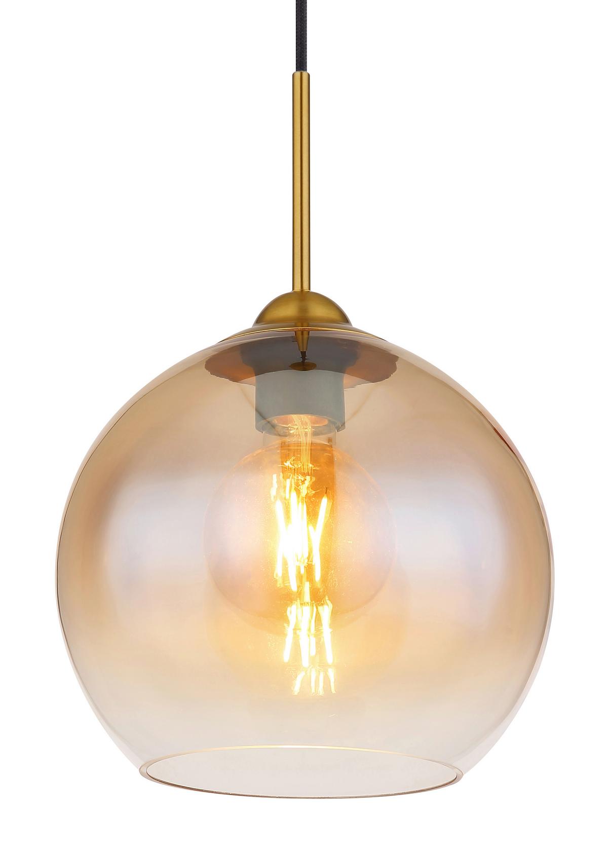 Hängeleuchte 15788h - Klar/Messingfarben, Design, Glas/Metall (25/120cm) - Globo