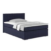 Boxspringbett Mit Topper 140x200cm Nero, Blau - Blau/Chromfarben, KONVENTIONELL, Textil (140/200cm)