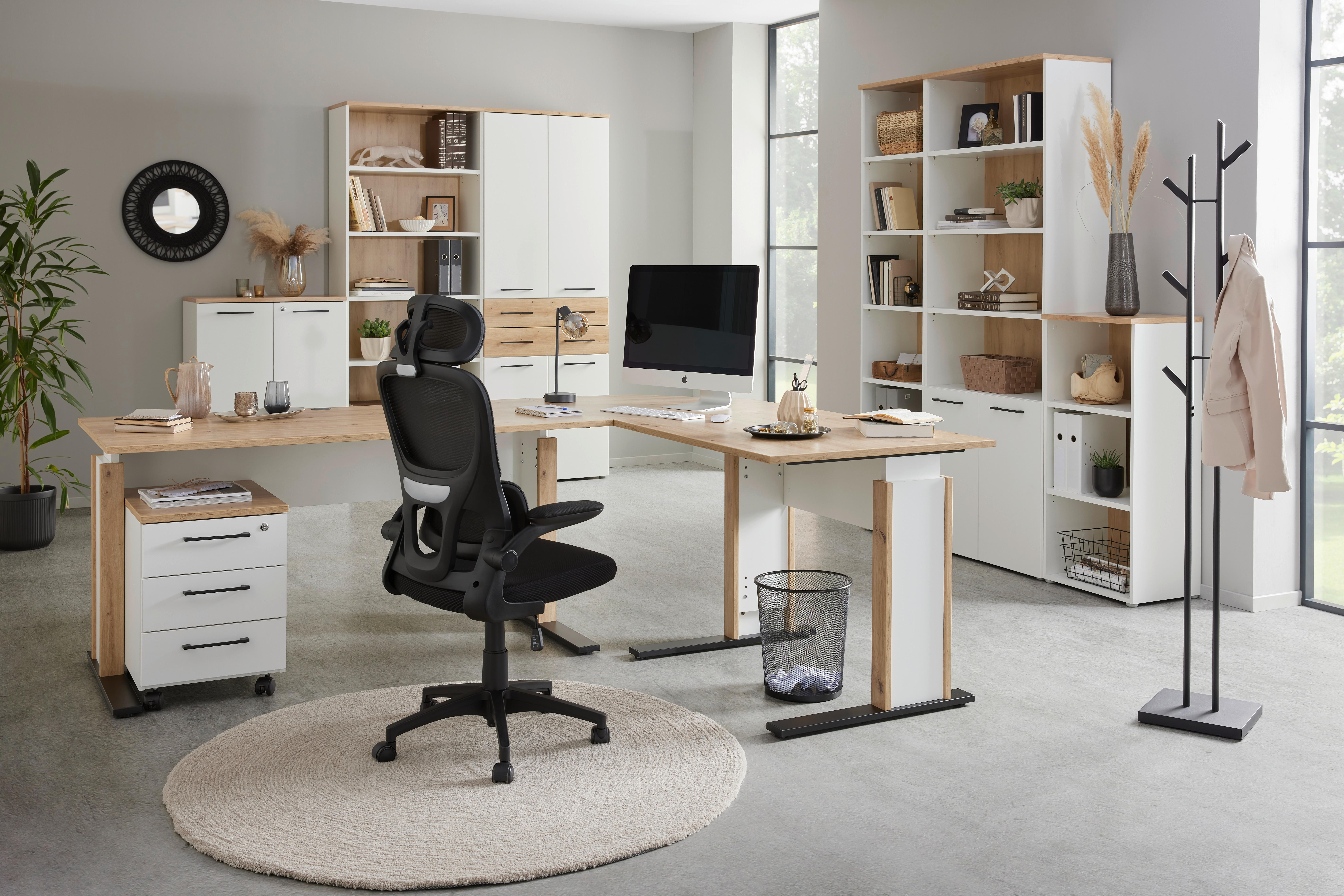 Aktenregal Kontor K6 Eiche Dekor Weiss B: 80 Cm - Eichefarben/Weiß, MODERN, Holzwerkstoff (80/220/38cm)