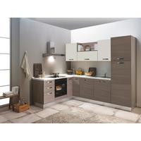 Ecksküche Sofia Mit Kühlschrank 195x270 Cm Ulmefarben/weiß - Eiche dunkel/Eiche grau, LIFESTYLE, Holzwerkstoff/Kunststoff (195/270cm) - MID.YOU