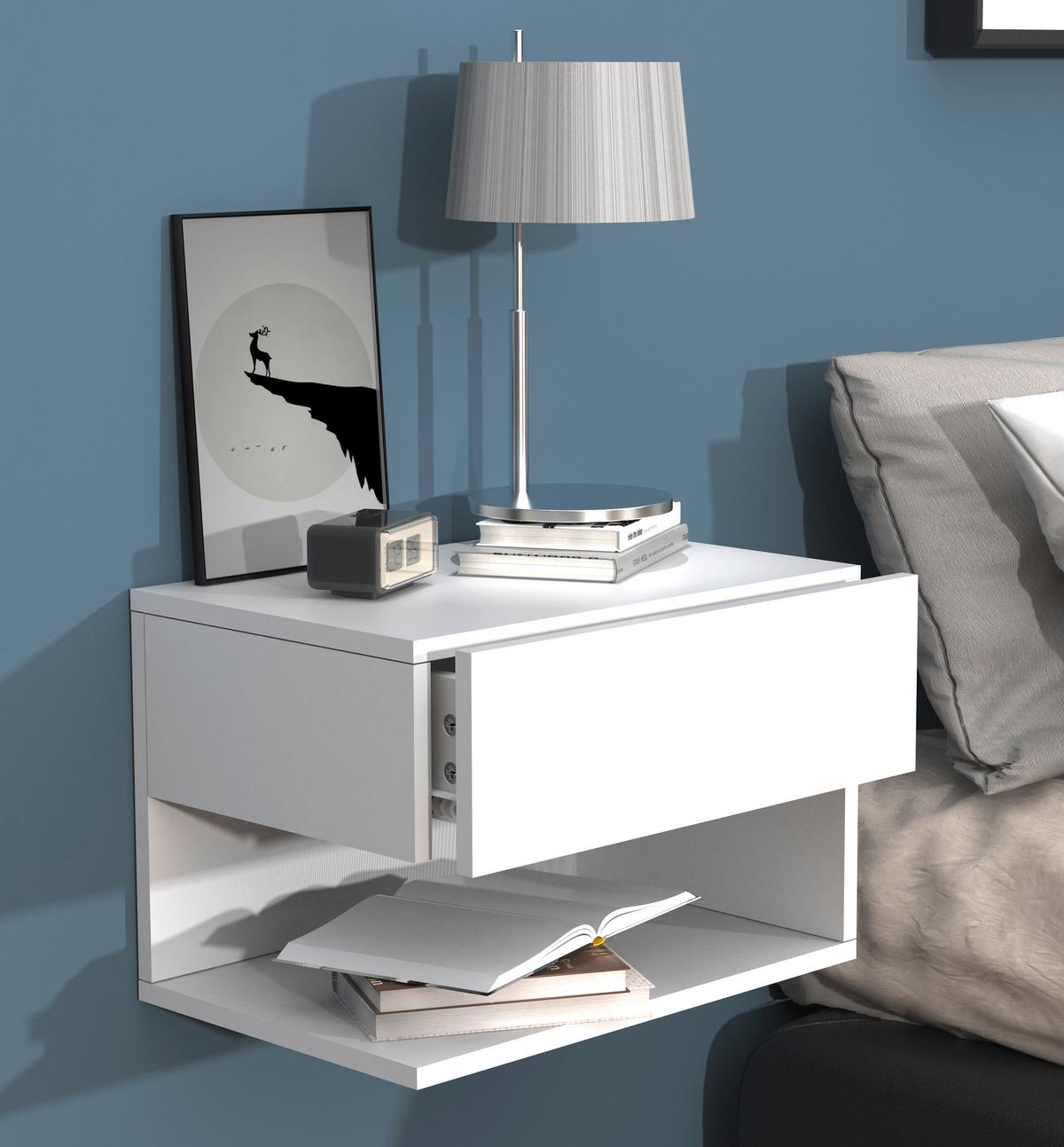 Nachtkästchen USAl XL B: 45 cm Weiß - Weiß, MODERN, Holzwerkstoff (45/30/32cm) - MID.YOU