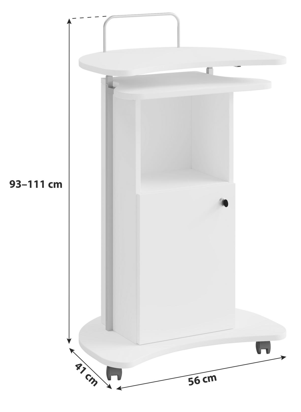 Stehpult mit Stauraum + Rollen B 56cm H 93cm Komil, Schwarz - Schwarz, Basics, Holzwerkstoff (56/41/93cm) - MID.YOU
