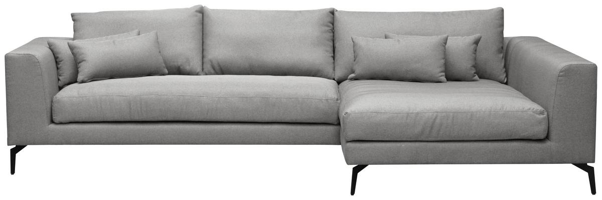 Ecksofa Berlin Webstoff Grau 313x172 Cm - Schwarz/Grau, Design, Textil (313/172cm) - Livetastic