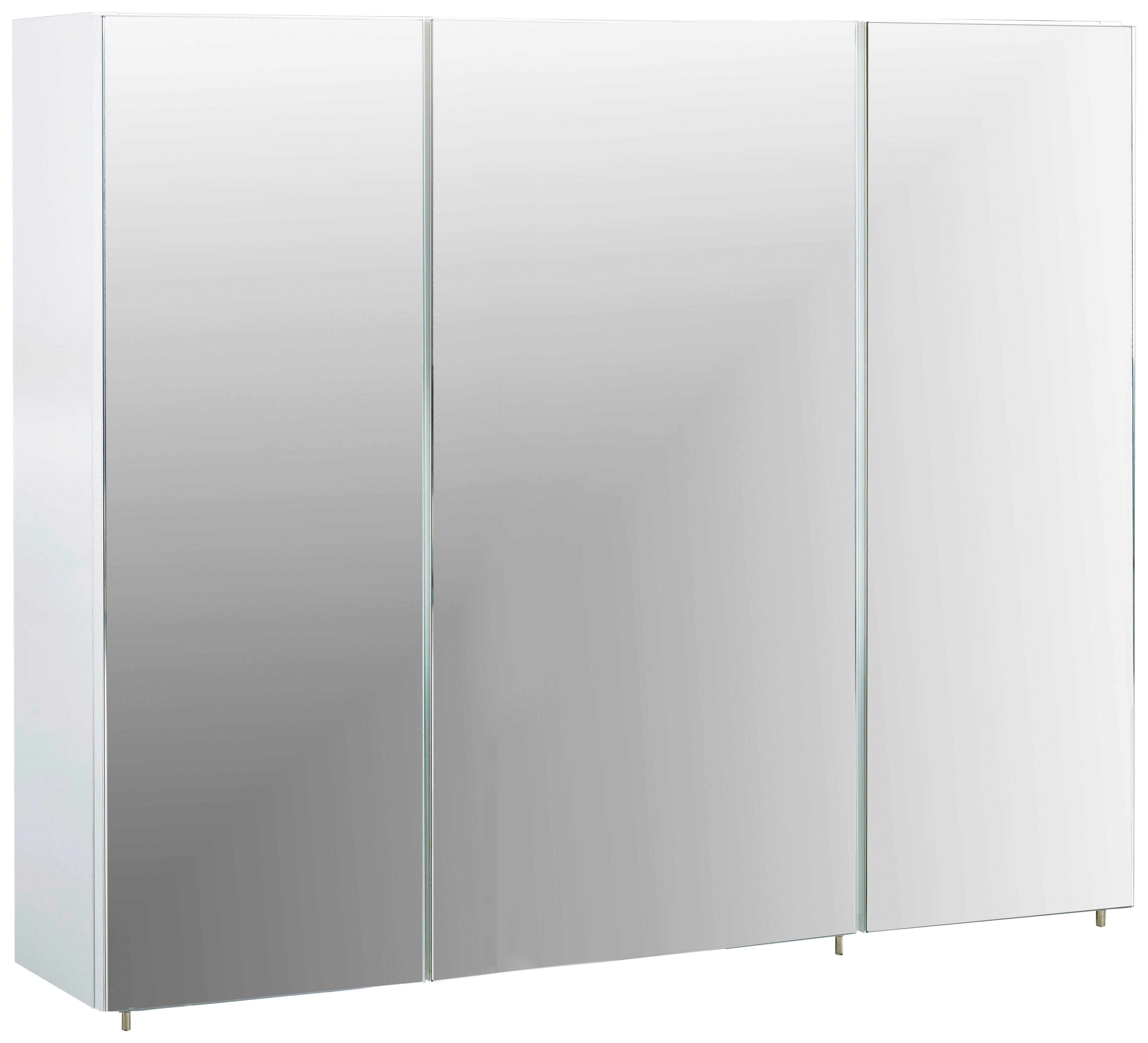 Spiegelschrank Basic 900 3 Türen, Weiß - Weiß Hochglanz, MODERN, Glas/Holzwerkstoff (90/70,7/16cm) - MID.YOU