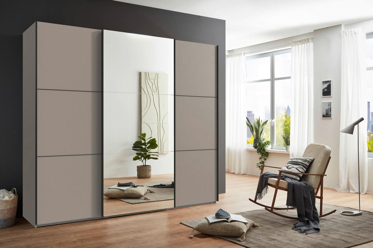 Schwebetürenschrank Indian A Sahara Dek./spiegel,b:250cm - Sahara, KONVENTIONELL, Glas/Holzwerkstoff (250/216/65cm)