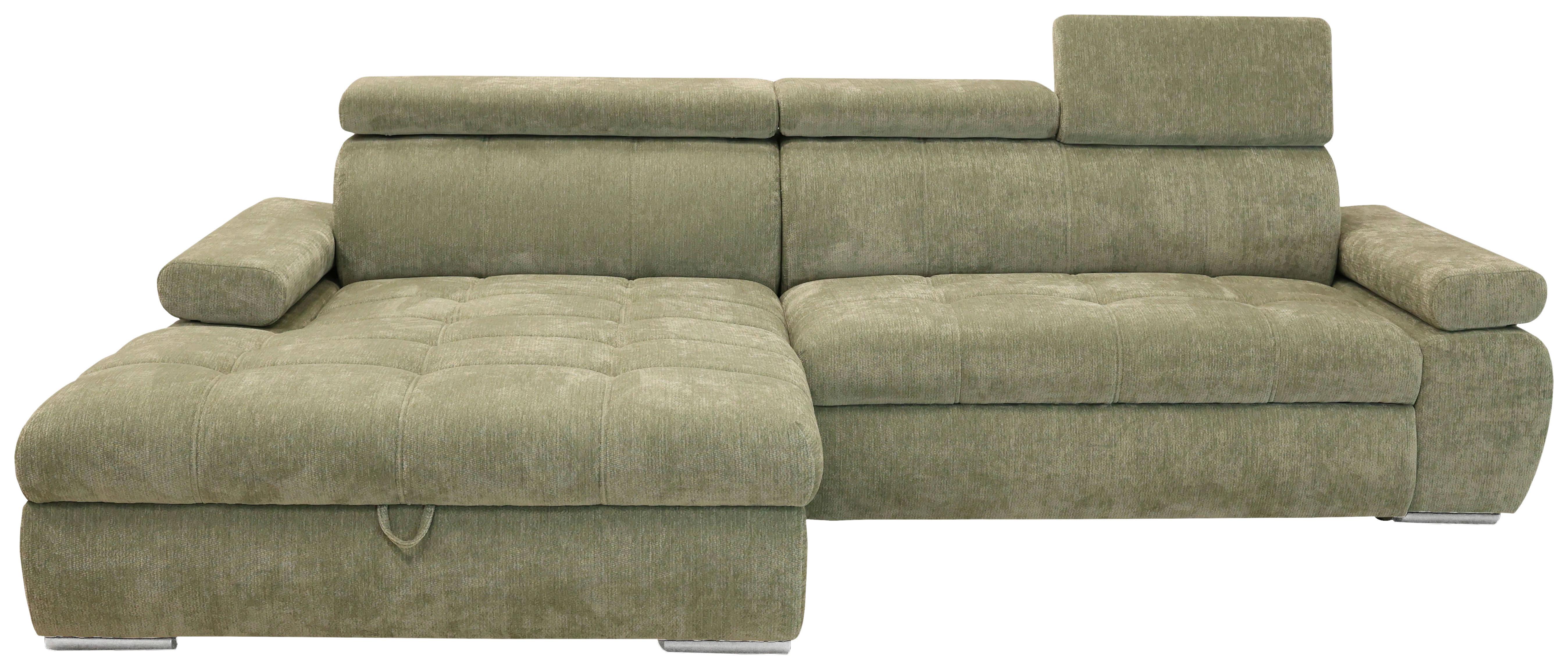 Rohová sedačka VEGAS, levá, šalvějově zelená žinylka - barvy stříbra/šalvějově zelená, Design, dřevo/textil (173/294cm)