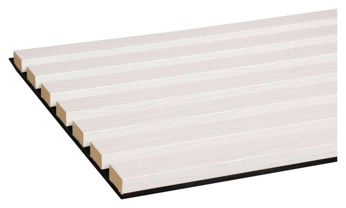 Akusztikus Panel Decowall 260/30cm - fehér, Modern, műanyag/faalapú anyag (30/260/1,7cm)