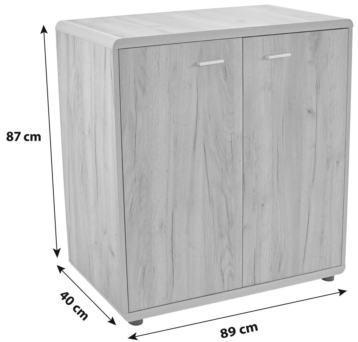 Komód Fontana 89/88 Cm - tölgyfa színű/sötétszürke, Modern, faalapú anyag (89,2/87,2/40cm)