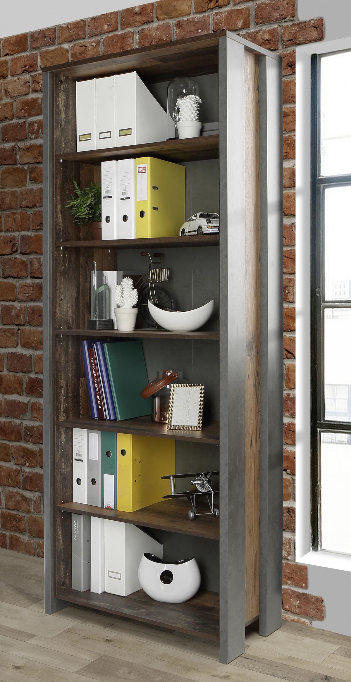 Regal Cliff B 86 cm Braun/Dunkelgrau - Dunkelgrau/Braun, Basics, Holzwerkstoff/Kunststoff (86/220,1/42cm) - MID.YOU