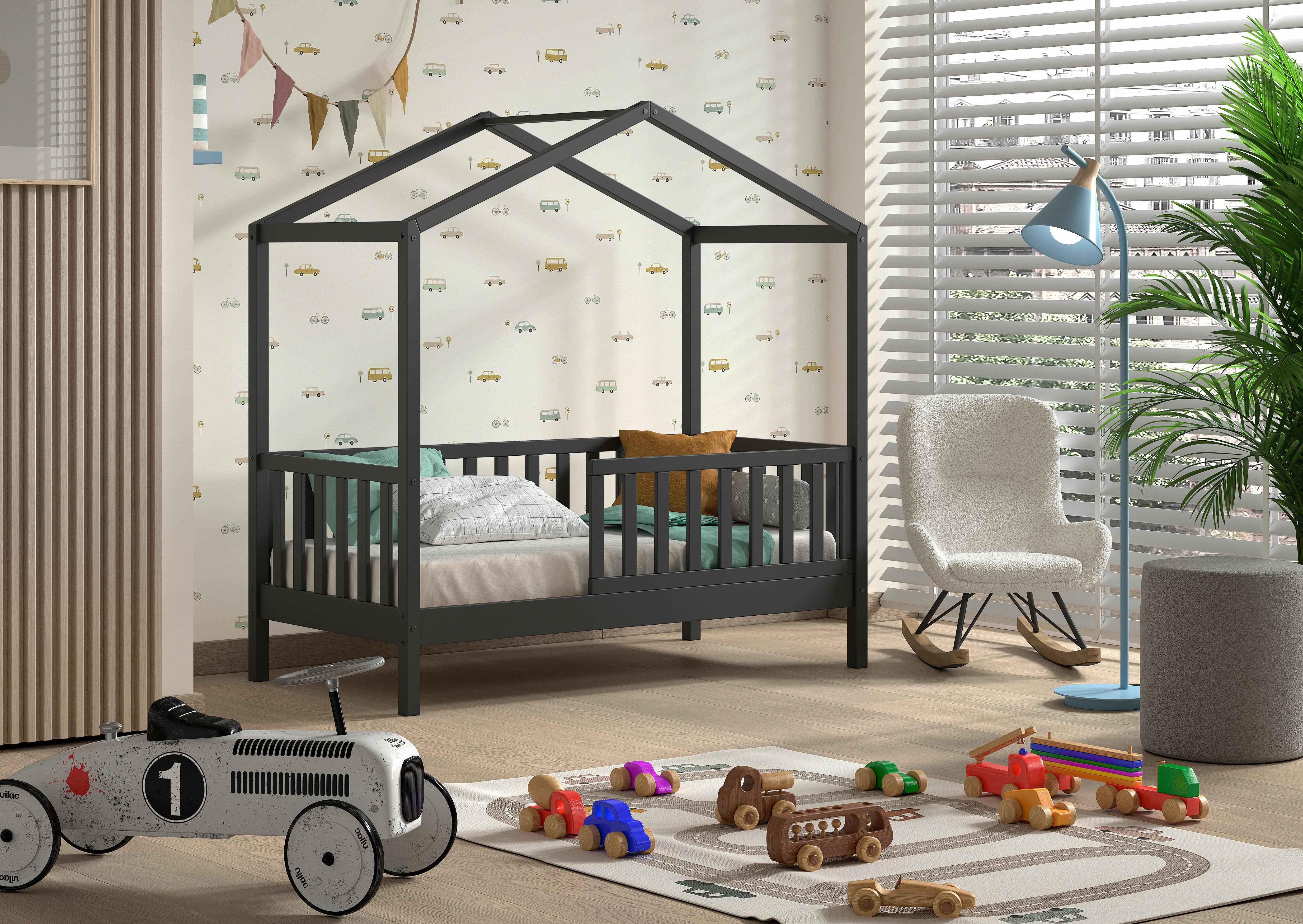 Hausbett Junior - Anthrazit, MODERN, Holz (70/140cm) - MID.YOU