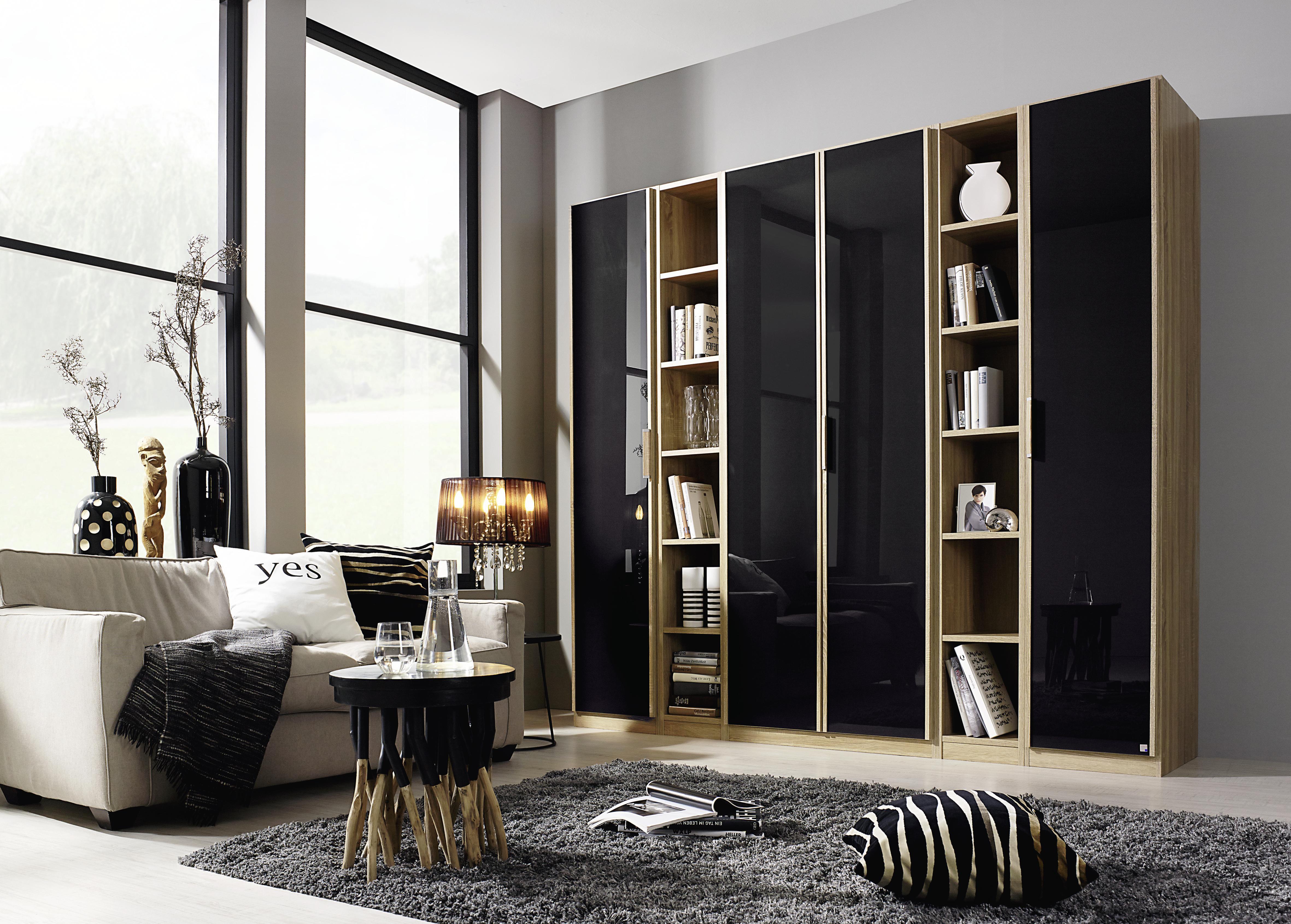 Kleiderschrank Essensa B: 251 cm Eichefarben - Eichefarben/Anthrazit, Design, Glas/Holzwerkstoff (251/229/54cm) - Rauch Möbel