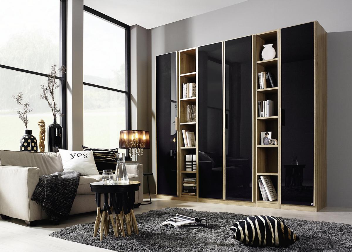 Kleiderschrank Essensa B: 251 Cm Eichefarben - Eichefarben/Anthrazit, Design, Glas/Holzwerkstoff (251/229/54cm) - Rauch Möbel