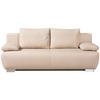 Schlafsofa Mit Kissen Nikita Leder - Chromfarben/Beige, KONVENTIONELL, Leder (195/85/90cm) - Livetastic