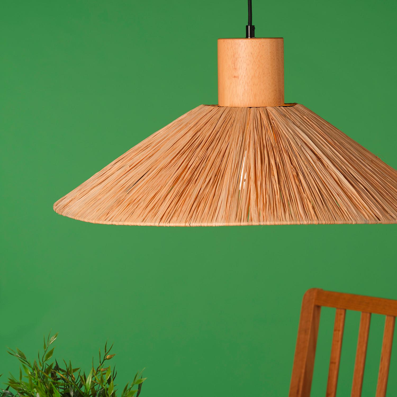 Hängeleuchte Rafia Beige L: 60 cm 22w - Beige, Natur, Holz (60/60/120cm)