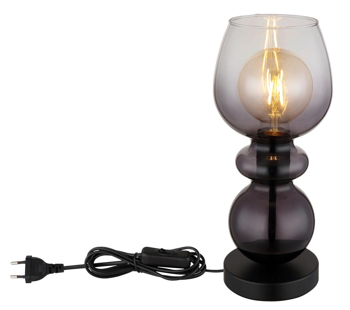 Tischleuchte Clarity Klar Schwarz D: 15 cm - Klar/Schwarz, Basics, Glas/Kunststoff (15/34,4cm) - Globo