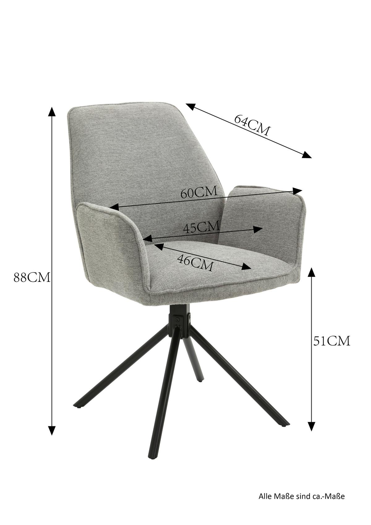 Stuhl-set Blair - Anthrazit/Schwarz, MODERN, Textil/Metall (57/89/61cm) - MID.YOU