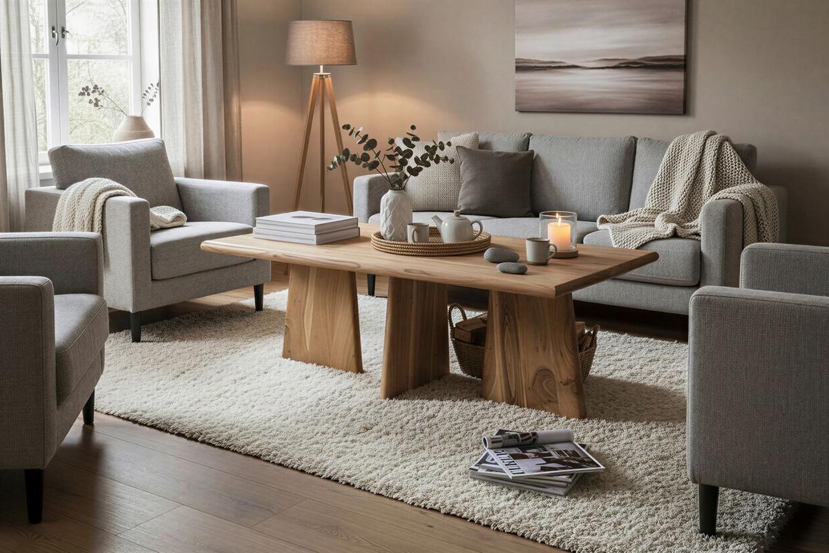 COUCHTISCH Akazie Natur B: 130cm - Naturfarben, Design, Holz (130/70/45cm) - MID.YOU