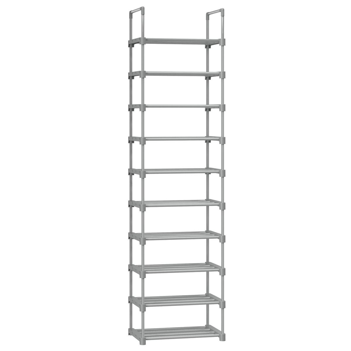 Regál na boty šedý - šedá, Trend, kov/plast (45/174/30cm) - Boxxx