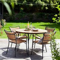 Gartenmöbel Set 5-tlg Ellen Teakholz - Anthrazit/Naturfarben, Natur, Holz - Gardenson