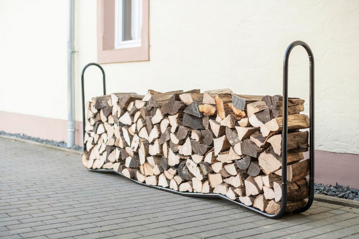 Regál na drevo 244cm - čierna, Basics, kov (244/99/25cm)