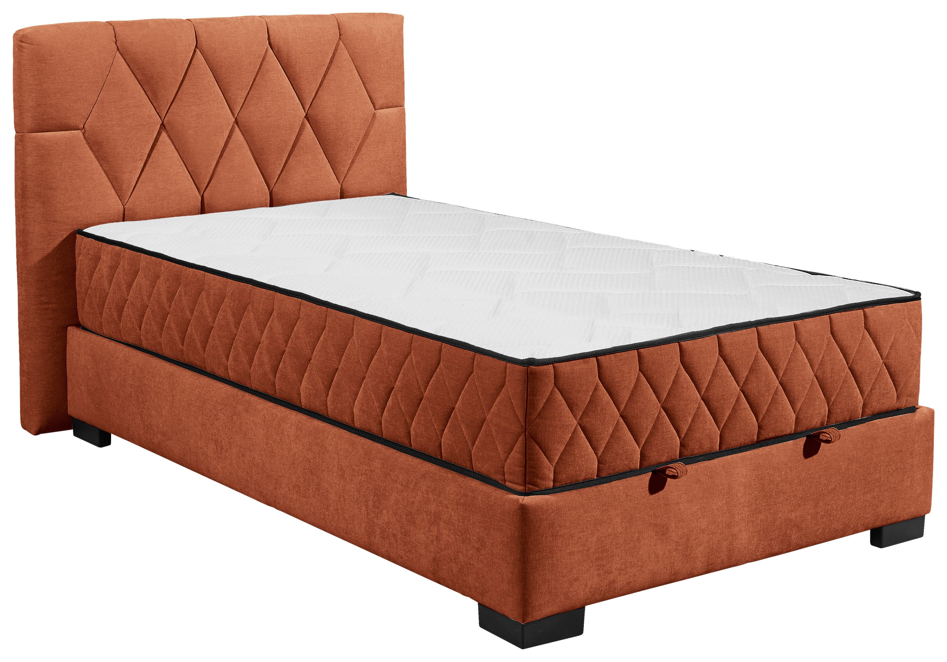 Boxbett Nagol B - Cognac/Schwarz, MODERN, Holzwerkstoff/Textil (120/200cm) - MID.YOU