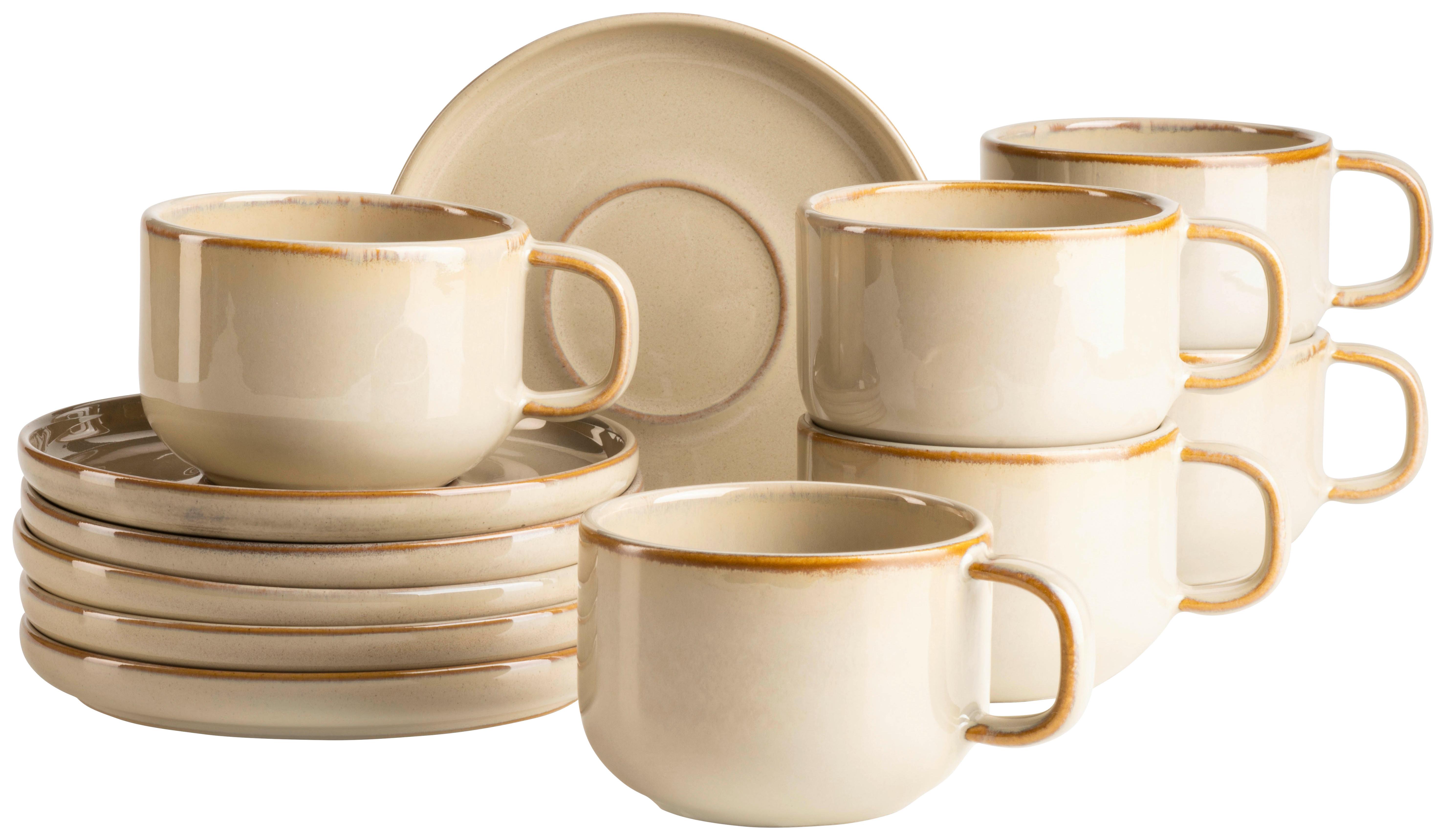 Tassenset Cordelia Sandfarben, 12-teilig - Sandfarben, Trend, Keramik - Mäser